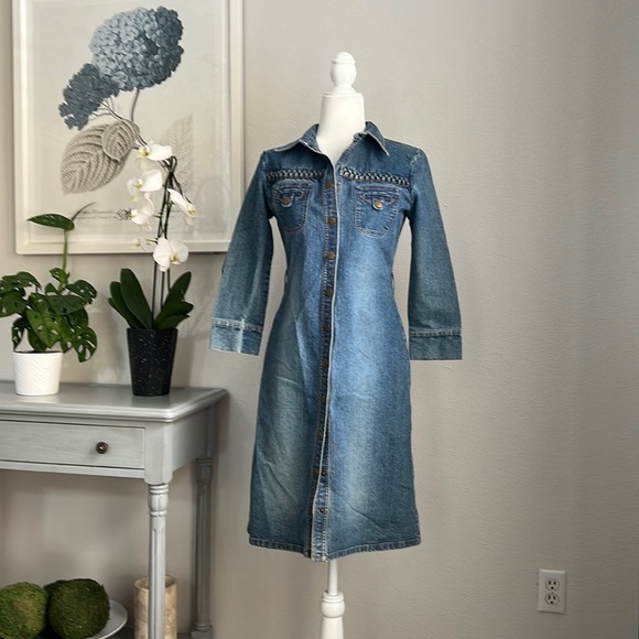 white christmas dresses Esme Denim Midi Dress in Blue main image 0